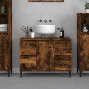 Crafted Vanity Storage Engineered Wood Cabinet Smoked Oak