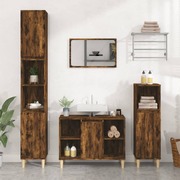 Smoked Oak Tinted Engineered Wooden Basin Organizer