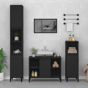 Black Engineered Wood Bathroom Organizer with Dark Elegance