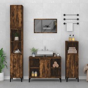 Smoked Oak Engineered Wood Bathroom Organizer with Dark Elegance
