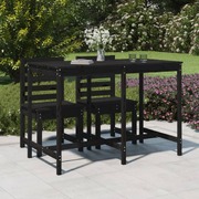 Obsidian Tranquility: Black Pine Wood Garden Table for Enchanting Outdoors
