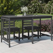 Slate Serenity: Grey Pine Wood Garden Table Infusing Natural Harmony