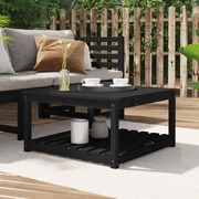 Ebonwood Elegance: Black Pine Wood Garden Table for Timeless Charm