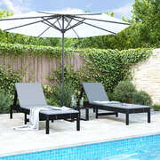 Minimalist Sun Loungers 2 pcs Black Patio Setup Modern Living 