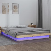 Modern Comfort: LED-Enhanced Double Size Solid Wood Bed Frame