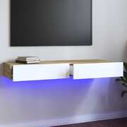 Illuminating Elegance: White and Sonoma Oak TV Cabinet with LED Lights