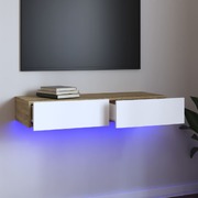 Modern White and Sonoma Oak TV Cabinet: A Stylish Blend of Function and LED Flair