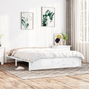 Elegant White Queen Bed Frame - Solid Wood Beauty