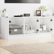 TV Cabinet with Glass  Doors White