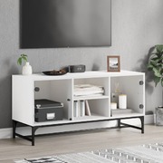 TV Cabinet with Glass Doors White