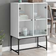 Side Cabinet with Glass Doors (White)
