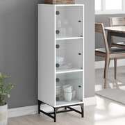Highboard with Glass Doors White
