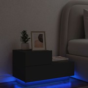 Bedside Cabinet with LED Lights- Black