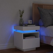Bedside Cabinet with LED Lights White