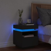 Bedside Cabinet with LED Lights-Black