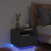 Bedside Cabinet with LED Lights Black