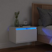 Bedside Cabinet with LED Lights White Wall-mounted