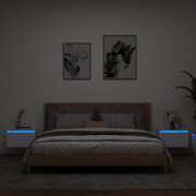 2 pcs Wall-mounted Bedside Cabinets with LED Lights White