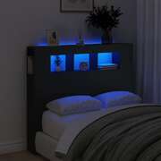 LED Headboard Black Engineered Wood