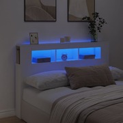 White LED Headboard Engineered Wood