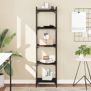 Bookcase 5-Tier Black Engineered Wood