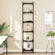 6-Tier Bookcase Black Engineered Wood