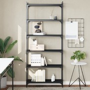 Bookcase 6-Tier Black Engineered Wood