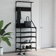 Clothes Rack with Shoe Storage- Black