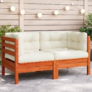 Garden Sofa Corner with Cushions Wax Brown Solid Wood Pine