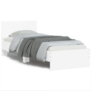 Bed Frame with Headboard and LED Lights White