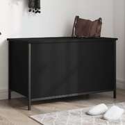 Storage Bench Black Engineered Wood
