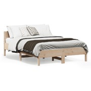 Bed Frame with Headboard-Solid Wood Pine King Size