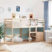 Durable Solid Wood Kids' Loft Bed Without Mattress - Stylish Pine Design