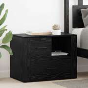 Compact Bedside Cabinet Black oak Engineered wood - Home Dacor