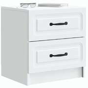 White Bedside Table 2 Drawer Engineered Wood | EXTG