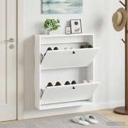 Shoe Cabinet White Engineered Wood 71x17x86cm