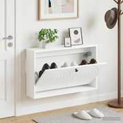 Wall Shoe Cabinet White Modern 71x17x43cm