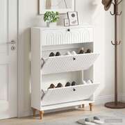 Shoe Cabinet White Engineered Wood 78x24x103cm