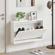 Wall Shoe Cabinet White Slim 71x17x43cm