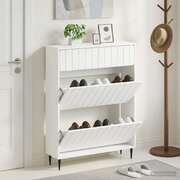 Shoe Cabinet White Engineered Wood 78x24x103cm