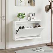 Wall Shoe Cabinet White Slim 71x17x43cm