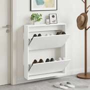 Wall Shoe Cabinet White Slim 71x17x86cm