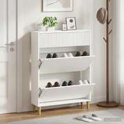 Shoe Cabinet White Engineered Wood 78x24x103cm