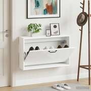 Wall Shoe Cabinet White 71x17x43cm