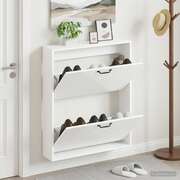 Wall Shoe Cabinet White Modern 71x17x86cm