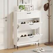 Shoe Cabinet White Engineered Wood 78x24x103cm