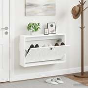 Shoe Cabinet White Engineered Wood 71x17x43cm