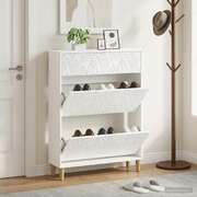 Shoe Cabinet White Engineered Wood 78x24x103cm