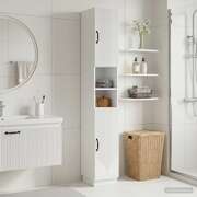 Bathroom Cabinet White Slimline 30x31x187cm
