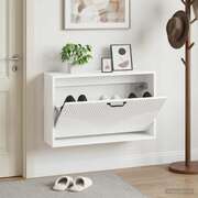 Wall Shoe Cabinet White 71x17x43cm